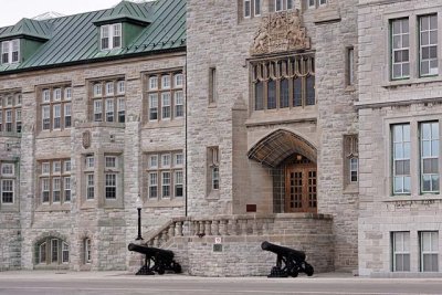 Front door of the Currie Building at the Royal Military College