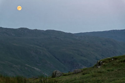 Moonrise over the Snowdonia Mountains, from Pen-Y-Pass