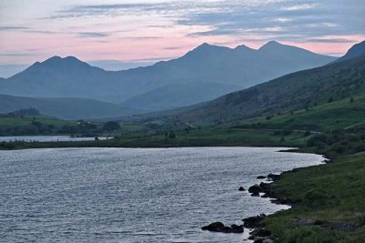 Lake Mymbyr at dusk, south of Capel Curig, on A4086