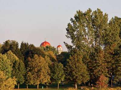 St Elias Antiochian Orthodox Cathedral behind the trees