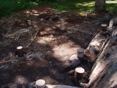 Pour the concrete mixture into the holes