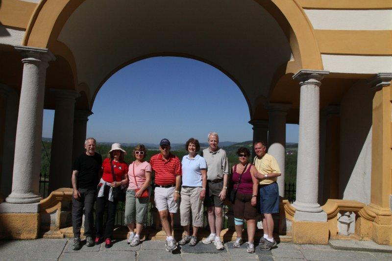 Group shot from the Melk balcony-Sid, Sharon, Laurie, Howard, Jane, Mike, Jan and Gary