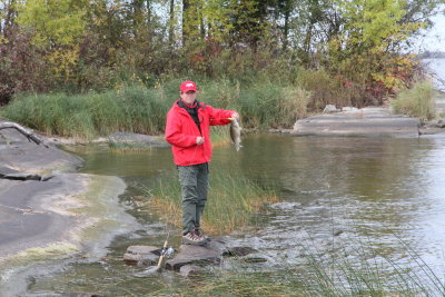 John B. catches Bass from shore