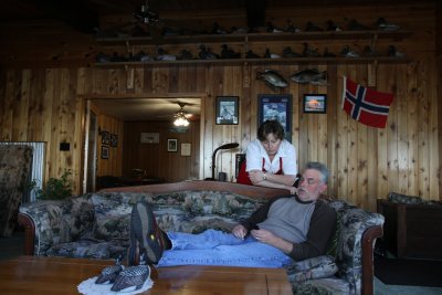 Kathy and Quint in the Lodge