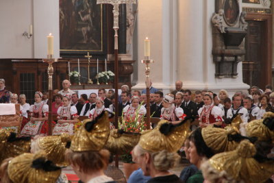 Local parishioners in their traditional outfits for Mayday