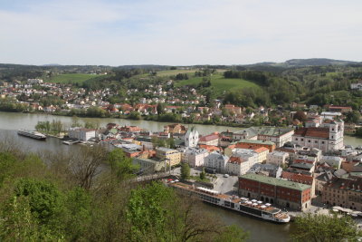 Danube meets the Inn river at Passau