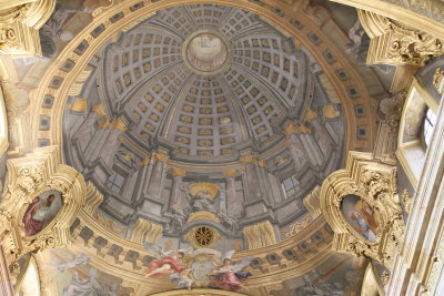 Jesuit Church dome interior-Fresco is painted on a flat ceiling!