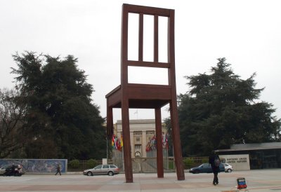 Broken chair at United Nations
