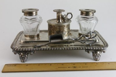 2.  1834 inkstand; 1894 bottles