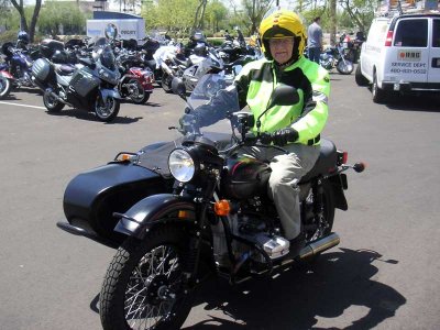 A Ural and its happy owner