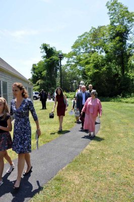 On the way to the reception after Saturday's service