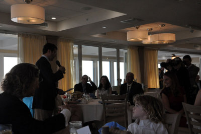 Proud Papa Jayson makes a speech