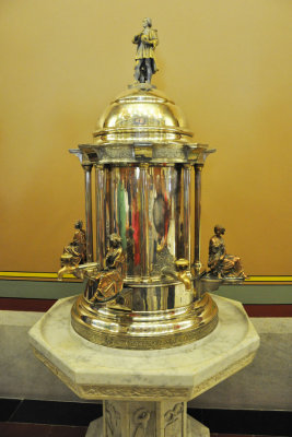 A decorative fountain once used by assemblymen