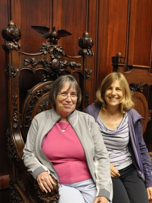 Judy and Barb share the chair