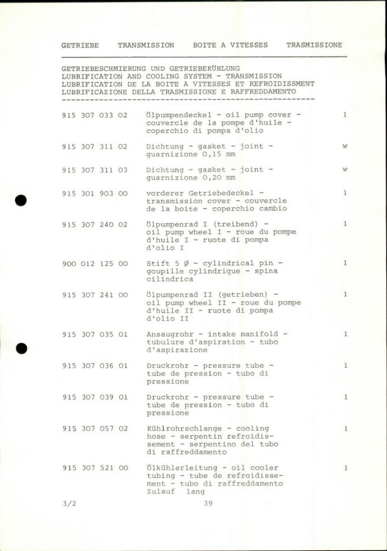 PORSCHE Carrera RSR M 491 1974 Spare Parts List - Page 39