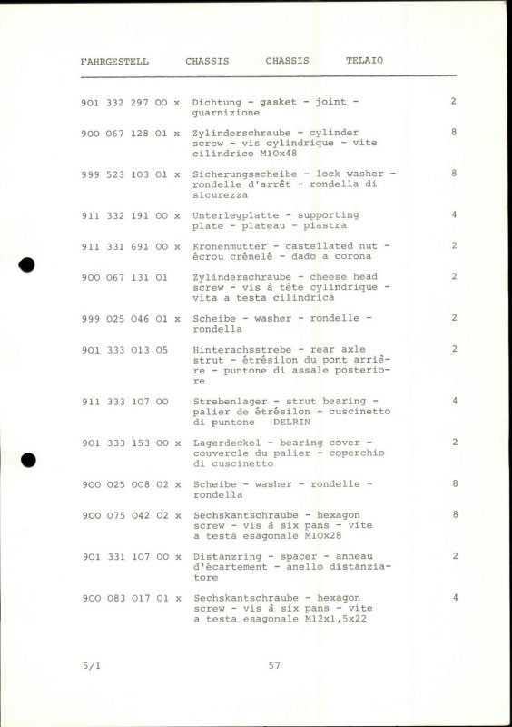 PORSCHE Carrera RSR M 491 1974 Spare Parts List - Page 57