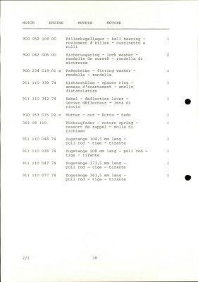PORSCHE Carrera RSR M 491 1974 Spare Parts List - Page 38