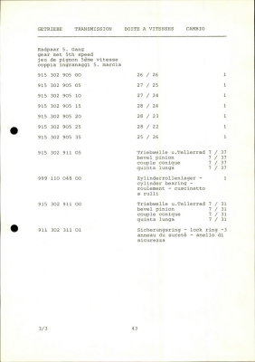 PORSCHE Carrera RSR M 491 1974 Spare Parts List - Page 43