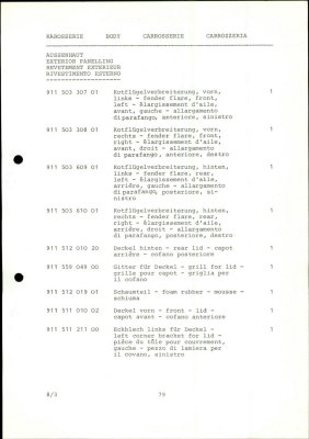 PORSCHE Carrera RSR M 491 1974 Spare Parts List - Page 79