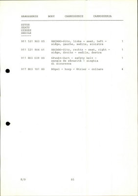 PORSCHE Carrera RSR M 491 1974 Spare Parts List - Page 85
