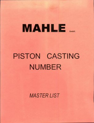 1999 MAHLE Piston Casting Master List