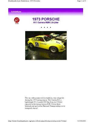 1973 Porsche 911 RSR 2.8 liter sn 9113600705 (Gregg Haywood) - Page 1