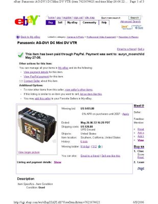 Panasonic AG-DV1DCP (eBay May2006) - Page 1