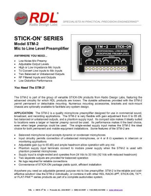 STM-2 Specifications / Microphone to Line-Level Preamplifier - Page 1