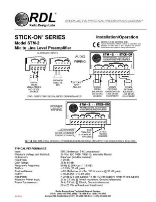 STM-2 Specifications / Microphone to Line-Level Preamplifier - Page 2