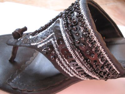 black beaded sandal