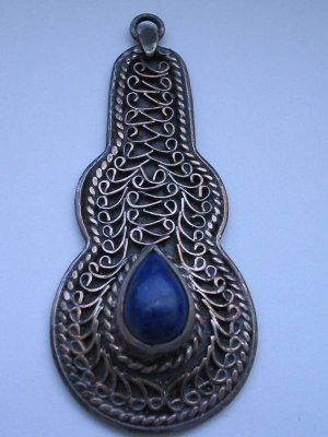 indian lapis and silver  pendant