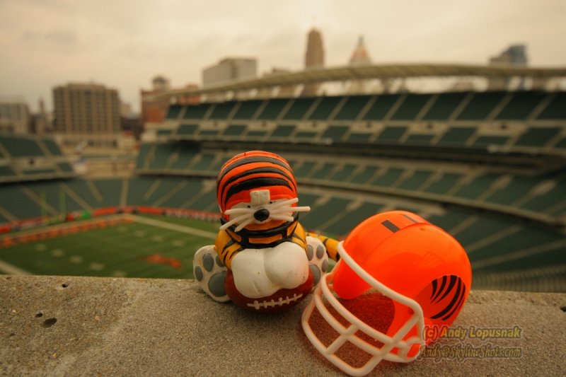 NFL Huddles: Cincinnati Bengals figure at Paul Brown Stadium in Cincinnati, OH