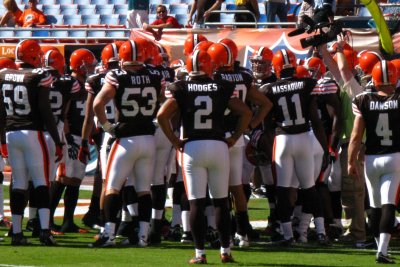 Cleveland Browns team huddle