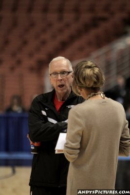 SDSU head coach Steve Fisher with CBS Sports' Lesley Visser
