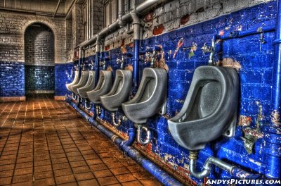 Urinals at Spider Stadium in Richmond in HDR