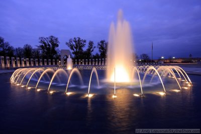 World War II Memorial at night