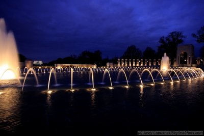 World War II Memorial at night