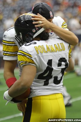 Pittsburgh Steelers QB Ben Roethlisberger with safety Troy Polamalu