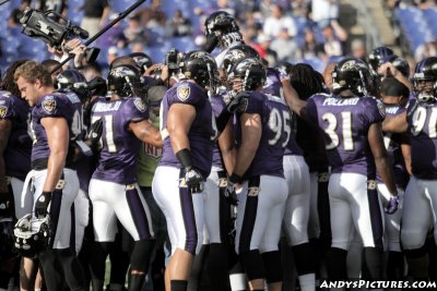 Baltimore Ravens team huddle