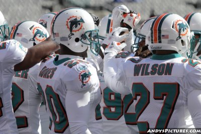 Miami Dolphins team huddle