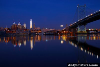Philadelphia skyline at night from Camden, NJ