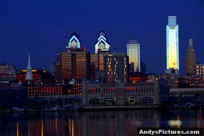 Philadelphia skyline at night from Camden, NJ