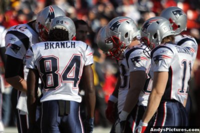 New England Patriots team huddle