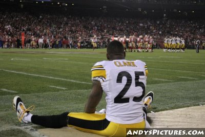 Pittsburgh Steelers DB Ryan Clark looks on
