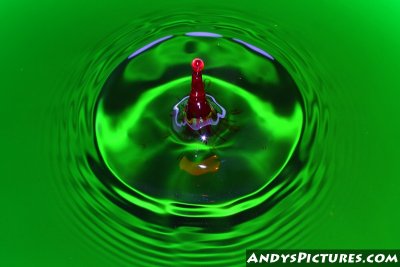 Red drop in green water
