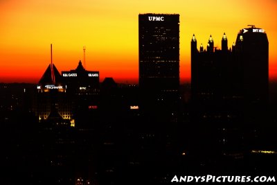 Pittsburgh silhouette at dawn