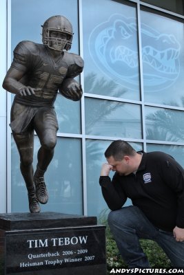 Tebowing at the Tim Tebow statue in front of Ben Hill Griffin Stadium- Gainesville, FL