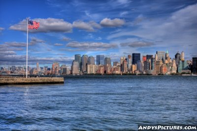 New York City Skyline from Statue of Liberty Ferry