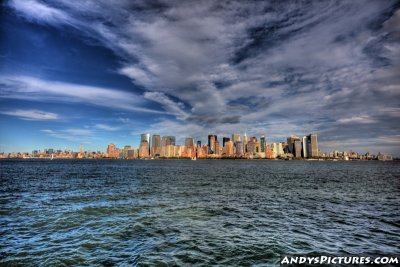 New York City Skyline from Statue of Liberty Ferry