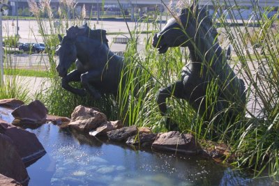 Horses in front of Invesco Field